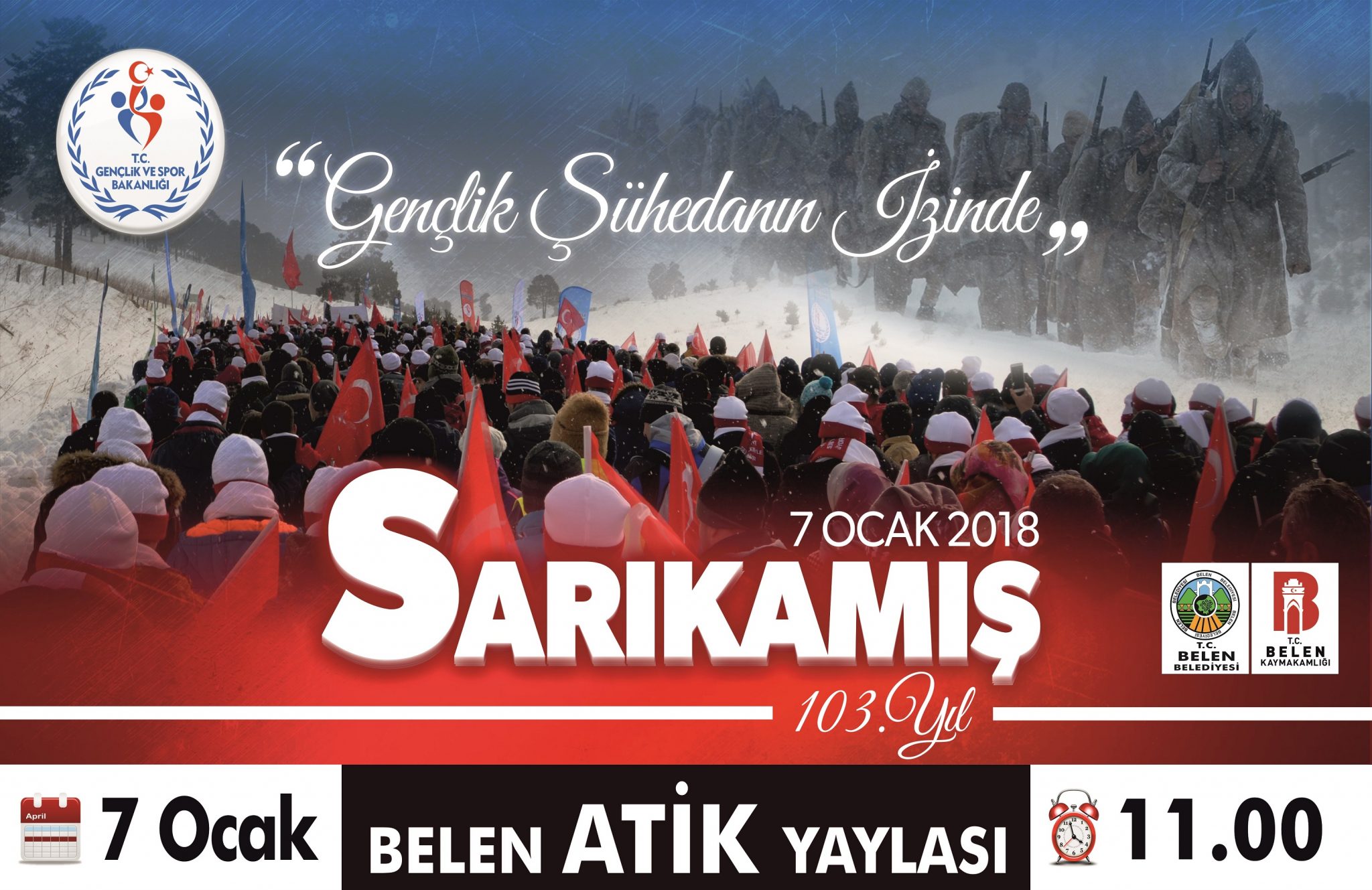 TÜM HALKIMIZ SARIKAMIŞ ŞEHİTLERİNİ ANMA YÜRÜYÜŞÜNE DAVETLİDİR.