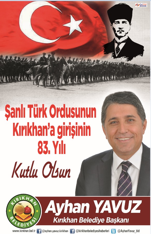 BAŞKAN YAVUZ “KIRIKHAN’IN 83.KURTULUŞ BAYRAMI KUTLU OLSUN”