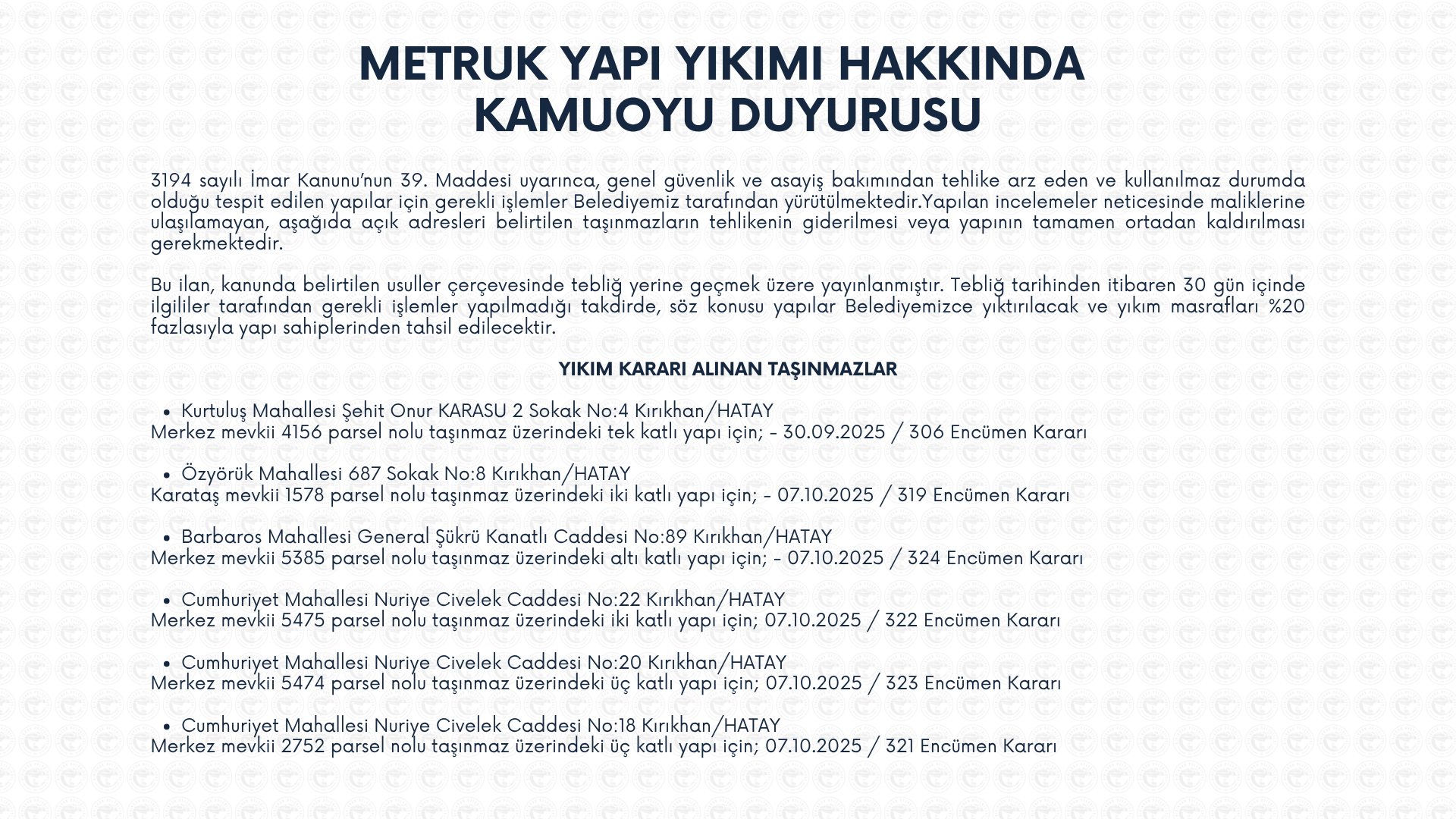 Metruk Yapı Yıkımı Hakkında