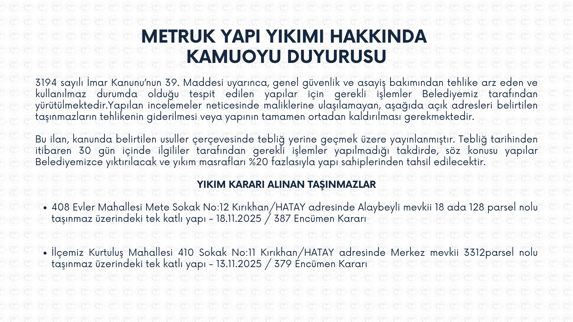 Metruk Yapı Yıkımı Hakkında