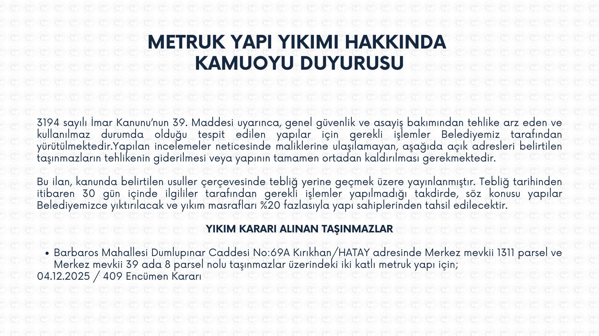 Metruk Yapı Yıkımı Hakkında